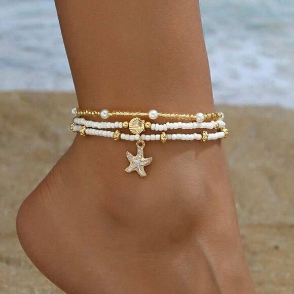 beaded boho anklet A562 - Picture 1 of 4